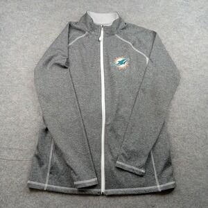 Miami Dolphins Jacket Men XL Gray NFL Football Full Zip Track Sweatshirt Sweater
